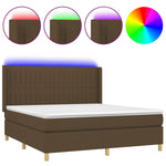 Barna szövet rugós és LED-es ágy matraccal 180 x 200 cm 2