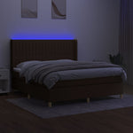 Barna szövet rugós és LED-es ágy matraccal 180 x 200 cm 3