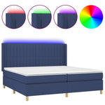 Kék szövet rugós és LED-es ágy matraccal 200 x 200 cm 2