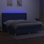 Kék szövet rugós és LED-es ágy matraccal 200 x 200 cm 3