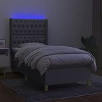 Világosszürke szövet rugós és LED-es ágy matraccal 90x190 cm 3