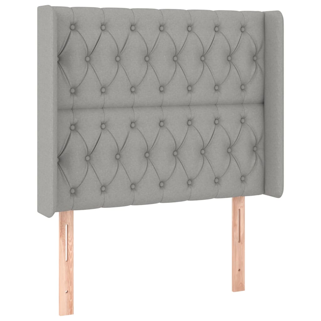 Világosszürke szövet rugós és LED-es ágy matraccal 90x190 cm 7