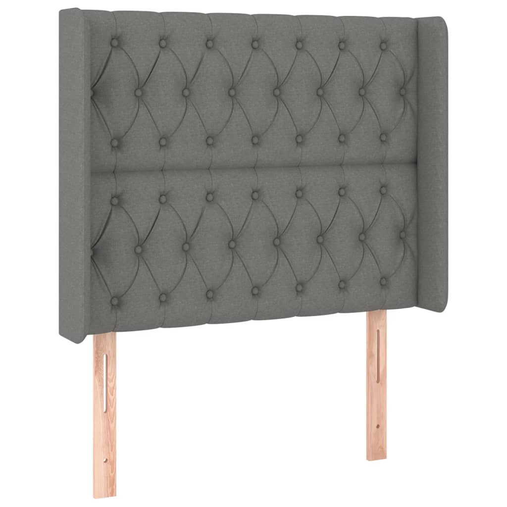Sötétszürke szövet rugós és LED-es ágy matraccal 90x190 cm 7