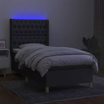 Sötétszürke szövet rugós és LED-es ágy matraccal 90x200 cm 3