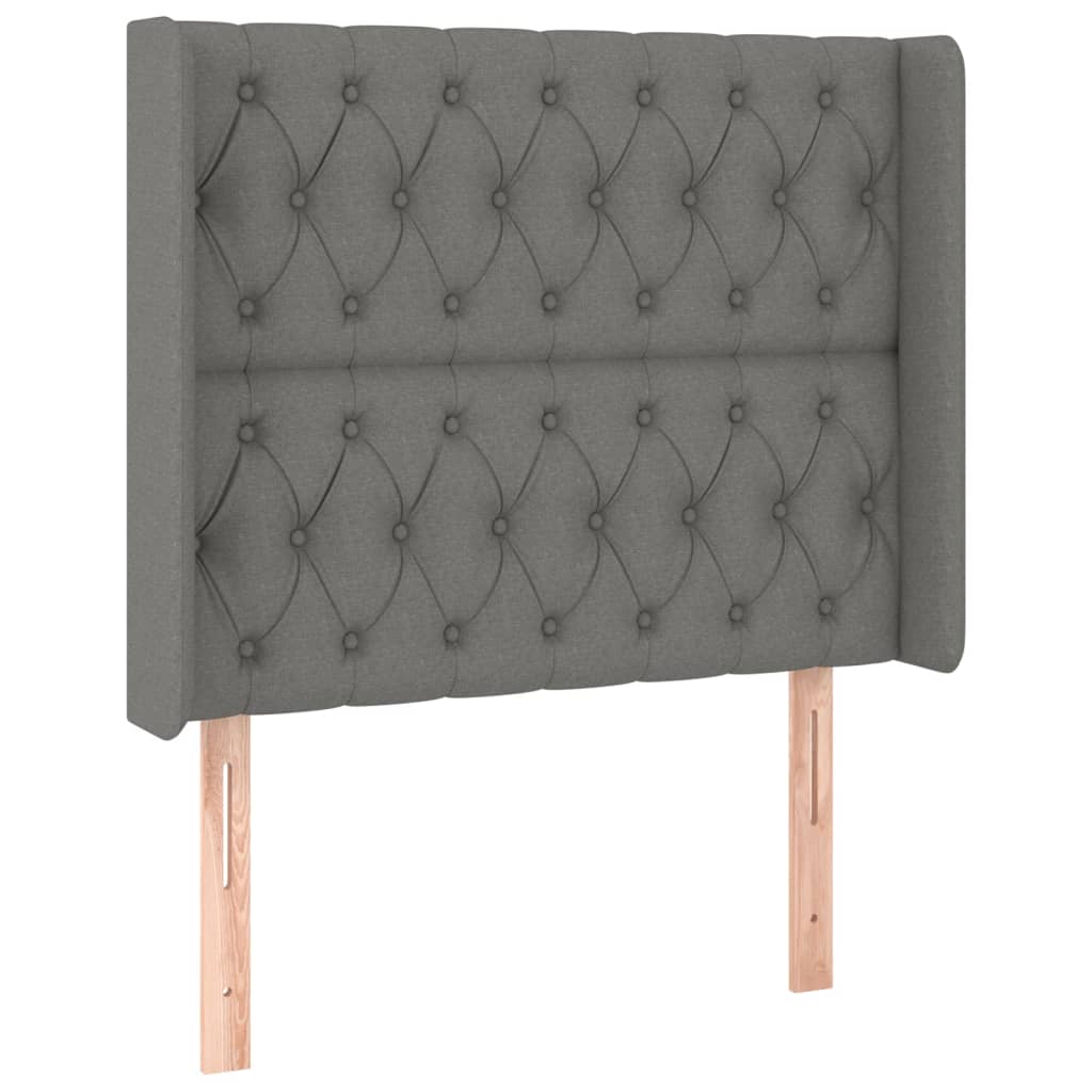 Sötétszürke szövet rugós és LED-es ágy matraccal 90x200 cm 7