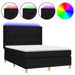 Fekete szövet rugós és LED-es ágy matraccal 140x190 cm 2
