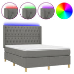 Sötétszürke szövet rugós és LED-es ágy matraccal 140x200 cm 2