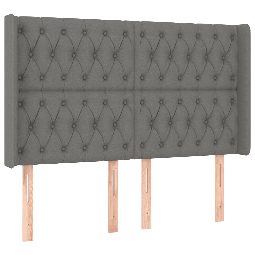 Sötétszürke szövet rugós és LED-es ágy matraccal 140x200 cm 7
