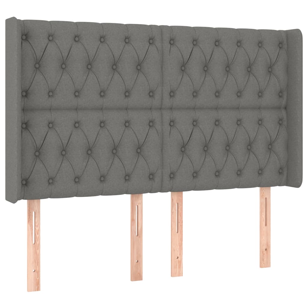 Sötétszürke szövet rugós és LED-es ágy matraccal 160x200 cm 7