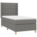 Sötétszürke szövet rugós és LED-es ágy matraccal 90x190 cm 4
