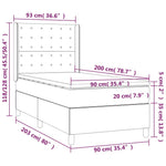 Tópszínű szövet rugós és LED-es ágy matraccal 90x200 cm 8