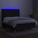Fekete szövet rugós és LED-es ágy matraccal 140x190 cm 3