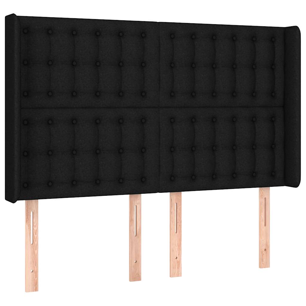 Fekete szövet rugós és LED-es ágy matraccal 140x190 cm 7