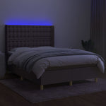 Tópszínű szövet rugós és LED-es ágy matraccal 140x190cm 3