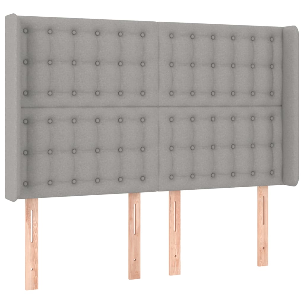 Világosszürke szövet rugós és LED-es ágy matraccal 140x200 cm 7