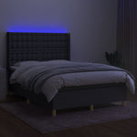 Sötétszürke szövet rugós és LED-es ágy matraccal 140x200 cm 3