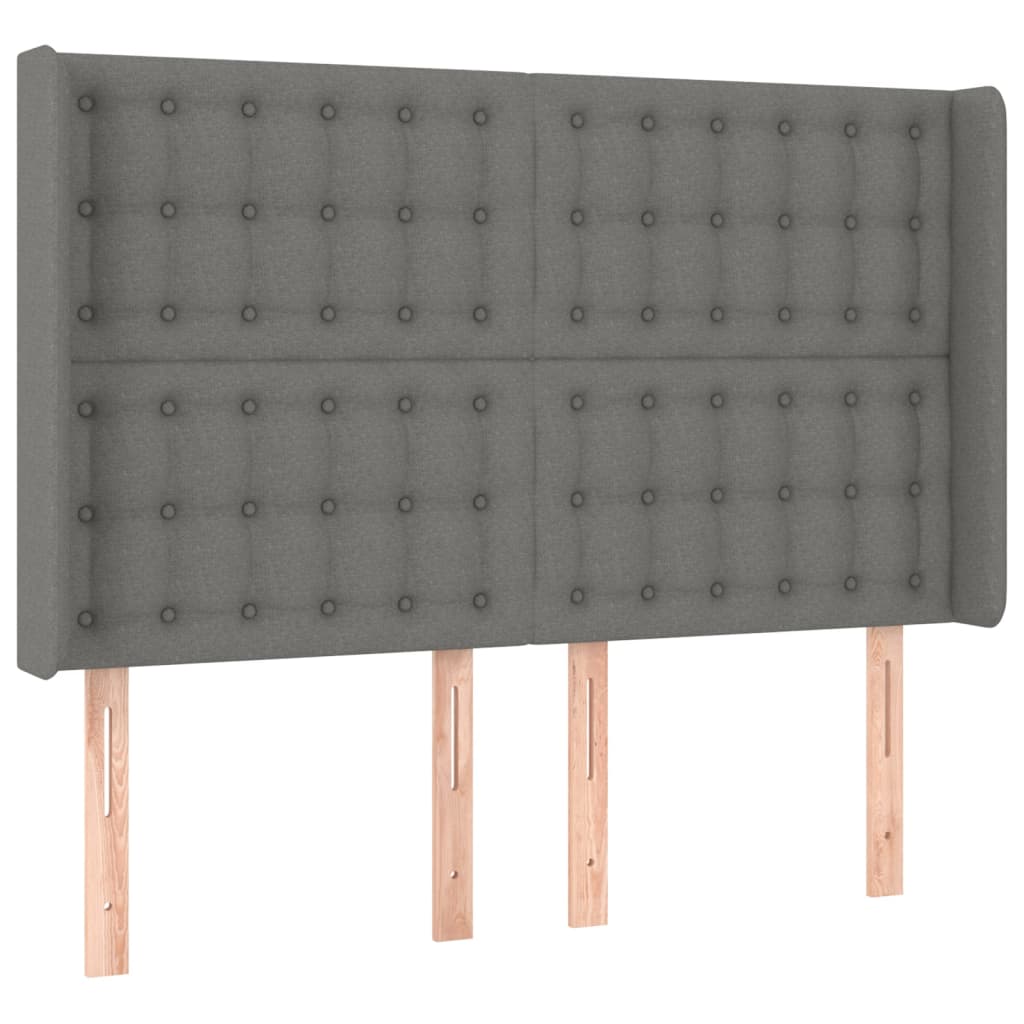Sötétszürke szövet rugós és LED-es ágy matraccal 140x200 cm 7