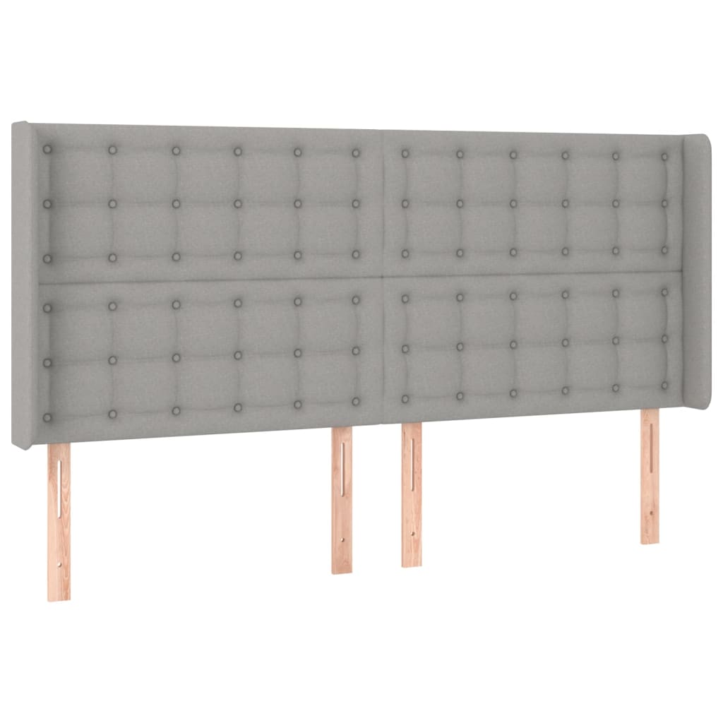 Világosszürke szövet rugós és LED-es ágy matraccal 160x200 cm 7