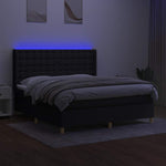 Fekete szövet rugós és LED-es ágy matraccal 180 x 200 cm 3