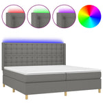 Sötétszürke szövet rugós és LED-es ágy matraccal 200x200 cm 2