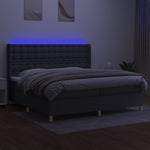Sötétszürke szövet rugós és LED-es ágy matraccal 200x200 cm 3