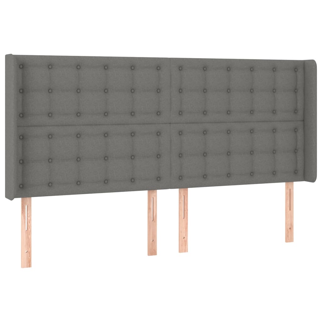 Sötétszürke szövet rugós és LED-es ágy matraccal 200x200 cm 7