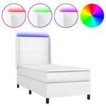 Fehér műbőr rugós ágy matraccal és LED-del 80 x 200 cm 2
