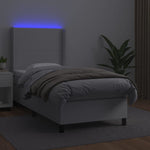 Fehér műbőr rugós ágy matraccal és LED-del 80 x 200 cm 3