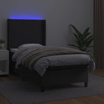 Fekete műbőr rugós ágy matraccal és LED-del 90x200 cm 3