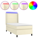 Krémszínű műbőr rugós ágy matraccal és LED-del 90x200 cm 2