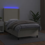 Krémszínű műbőr rugós ágy matraccal és LED-del 90x200 cm 3