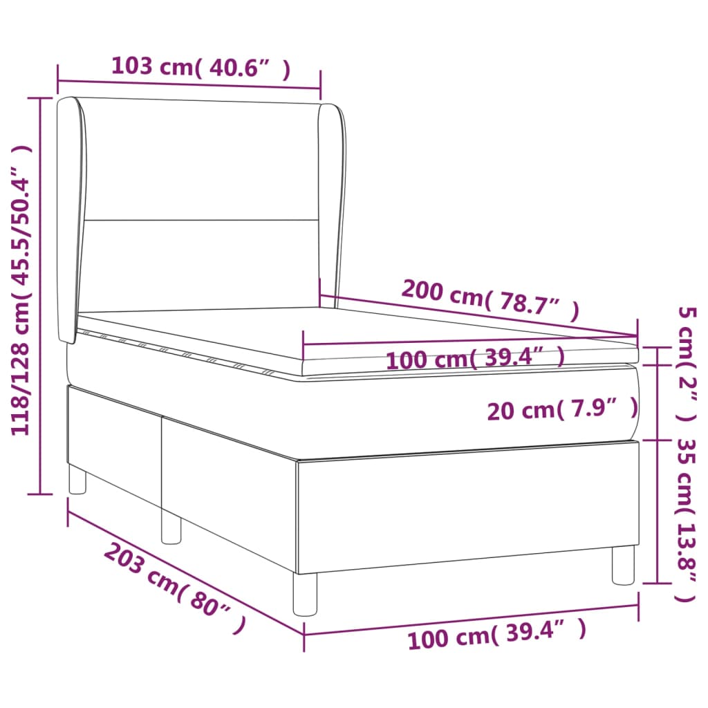 Fekete műbőr rugós ágy matraccal és LED-del 100x200 cm 8