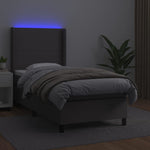 Szürke műbőr rugós ágy matraccal és LED-del 100x200 cm 3