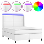 Fehér műbőr rugós ágy matraccal és LED-del 140x190 cm 2