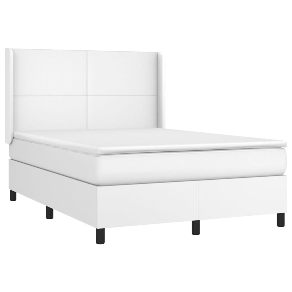 Fehér műbőr rugós ágy matraccal és LED-del 140x190 cm 4