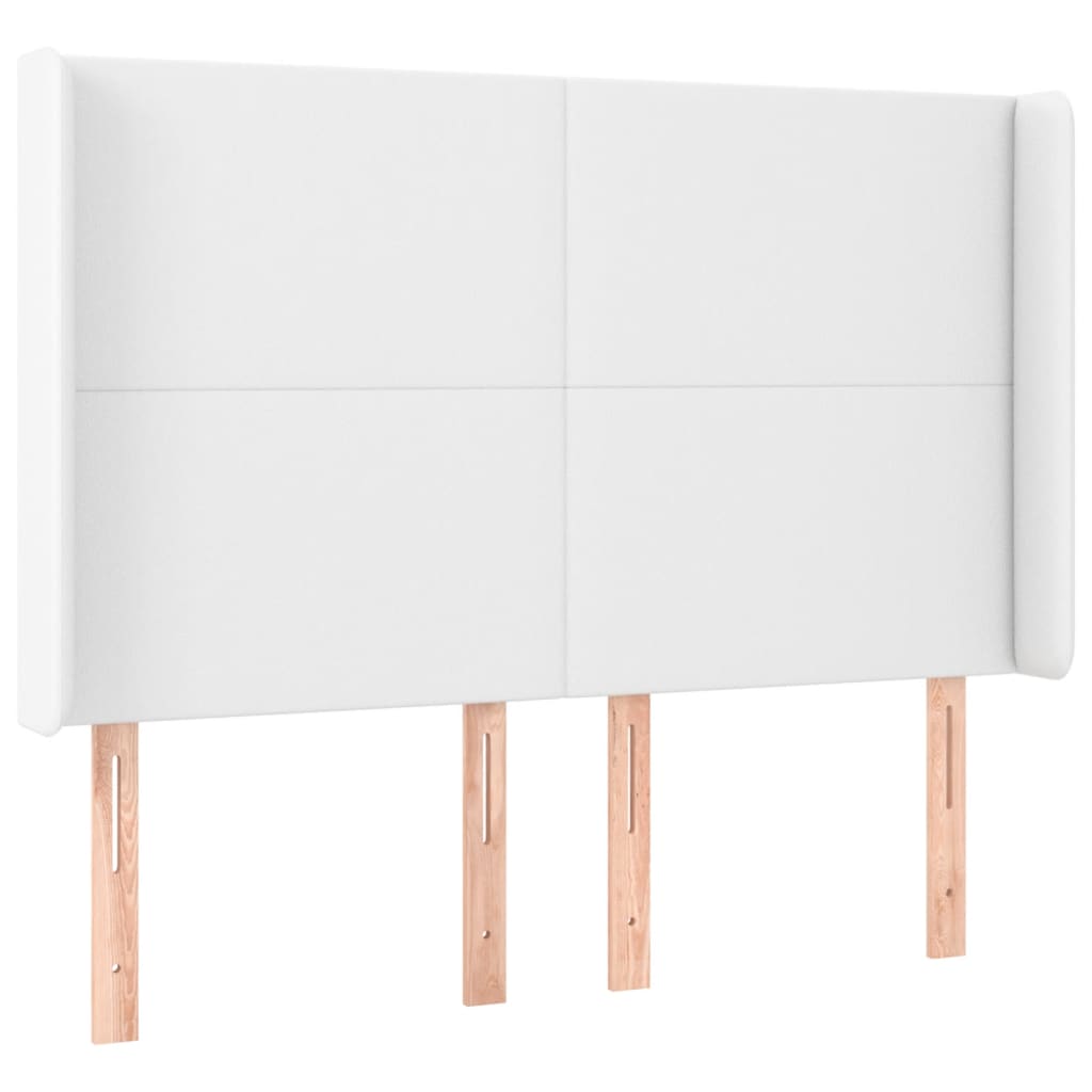 Fehér műbőr rugós ágy matraccal és LED-del 140x190 cm 7