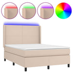 Cappuccino színű műbőr rugós ágy matraccal és LED-del 140x190cm 2