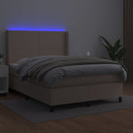 Cappuccino színű műbőr rugós ágy matraccal és LED-del 140x190cm 3