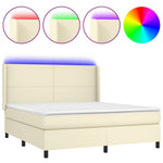 Krémszínű műbőr rugós ágy matraccal és LED-del 160x200 cm 2