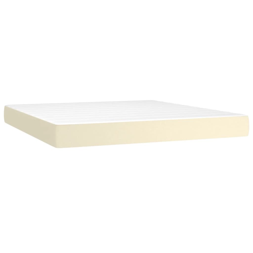 Krémszínű műbőr rugós ágy matraccal és LED-del 160x200 cm 7