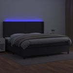 Fehér műbőr rugós ágy matraccal és LED-del 200x200 cm 3