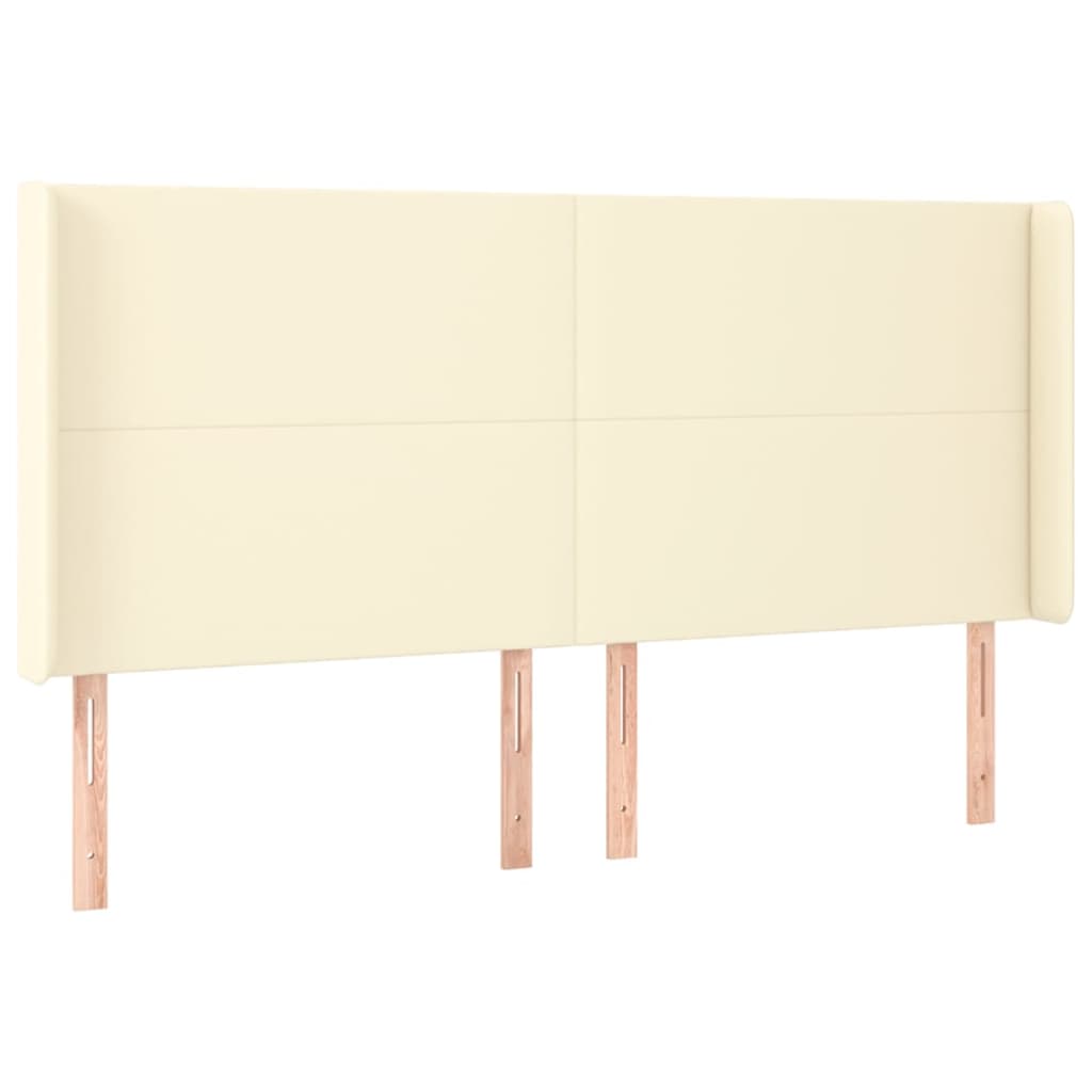 Krémszínű műbőr rugós ágy matraccal és LED-del 200x200 cm 7