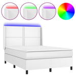 Fehér műbőr rugós ágy matraccal és LED-del 140x190 cm 2