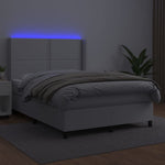 Fehér műbőr rugós ágy matraccal és LED-del 140x190 cm 3