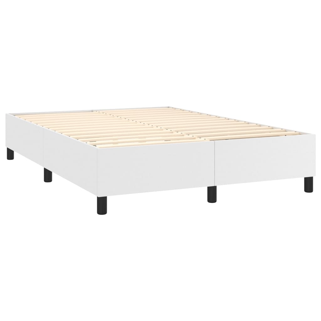 Fehér műbőr rugós ágy matraccal és LED-del 140x190 cm 5