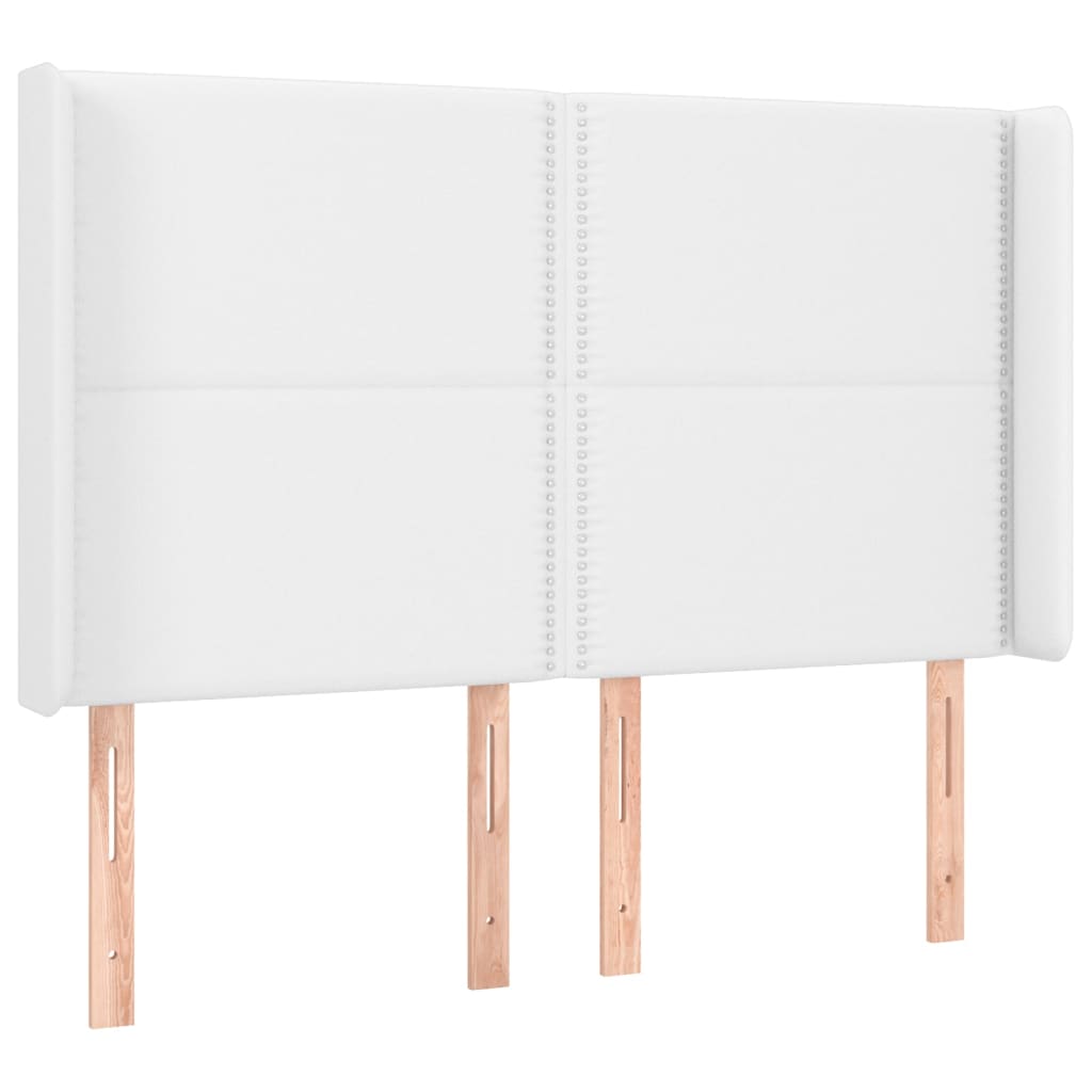 Fehér műbőr rugós ágy matraccal és LED-del 140x190 cm 7