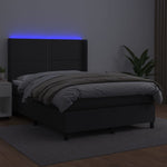 Fekete műbőr rugós ágy matraccal és LED-del 140x200 cm 3