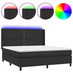 Fehér műbőr rugós ágy matraccal és LED-del 180x200 cm 2