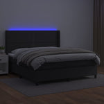 Fehér műbőr rugós ágy matraccal és LED-del 180x200 cm 3