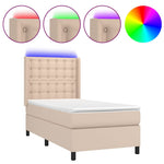 Cappuccino színű műbőr rugós ágy matraccal és LED-del 80x200 cm 2